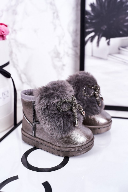 Children's Snow Boots Insulated With Fur Dark Grey Aurora Children's Snow Boots Insulated With Fur Dark Grey Aurora