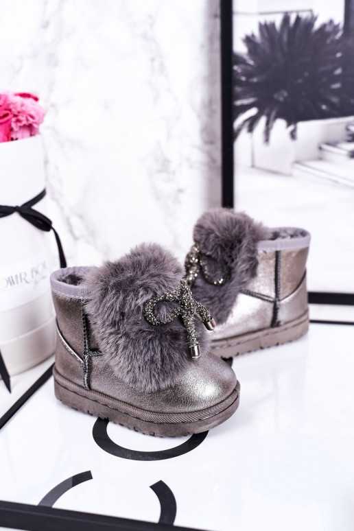Children's Snow Boots Insulated With Fur Dark Grey Aurora Children's Snow Boots Insulated With Fur Dark Grey Aurora