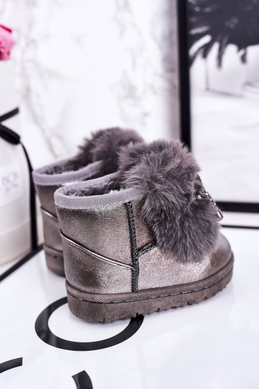 Children's Snow Boots Insulated With Fur Dark Grey Aurora Children's Snow Boots Insulated With Fur Dark Grey Aurora