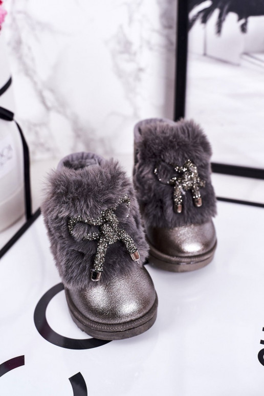 Children's Snow Boots Insulated With Fur Dark Grey Aurora Children's Snow Boots Insulated With Fur Dark Grey Aurora