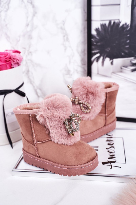 Children's Snow Boots Insulated With Fur Suede Pink Amelia Children's Snow Boots Insulated With Fur Suede Pink Amelia