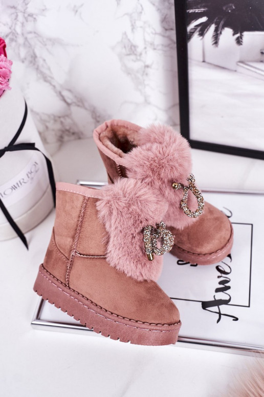 Children's Snow Boots Insulated With Fur Suede Pink Amelia Children's Snow Boots Insulated With Fur Suede Pink Amelia