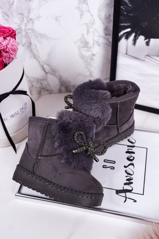 Children's Snow Boots Insulated With Fur Suede Grey Amelia Children's Snow Boots Insulated With Fur Suede Grey Amelia