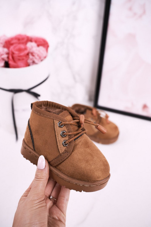 Children's Lace-up Snow Boots Insulated With Fur Brown Hunter Children's Lace-up Snow Boots Insulated With Fur Brown Hunter