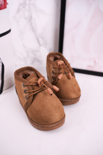 Children's Lace-up Snow Boots Insulated With Fur Brown Hunter 2