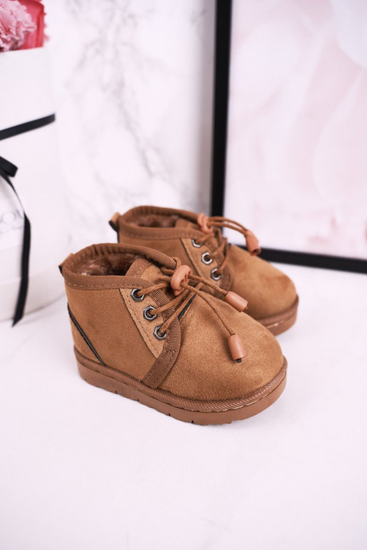 Children's Lace-up Snow Boots Insulated With Fur Brown Hunter Children's Lace-up Snow Boots Insulated With Fur Brown Hunter
