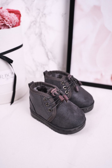 Children's Lace-up Snow Boots Insulated With Fur Grey Hunter 2