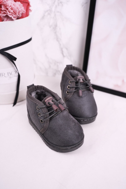 Children's Lace-up Snow Boots Insulated With Fur Grey Hunter Children's Lace-up Snow Boots Insulated With Fur Grey Hunter