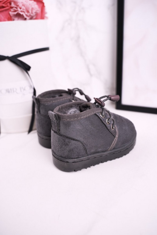 Children's Lace-up Snow Boots Insulated With Fur Grey Hunter Children's Lace-up Snow Boots Insulated With Fur Grey Hunter