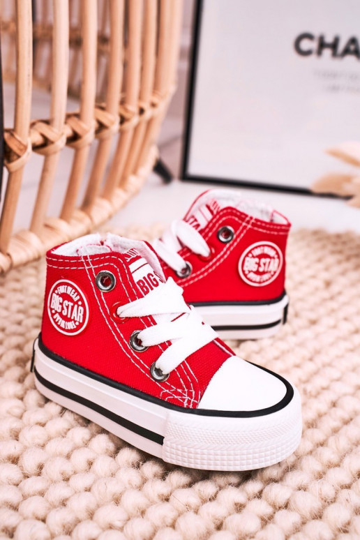 Children's High Sneakers With A Zipper BIG STAR HH374190 Red