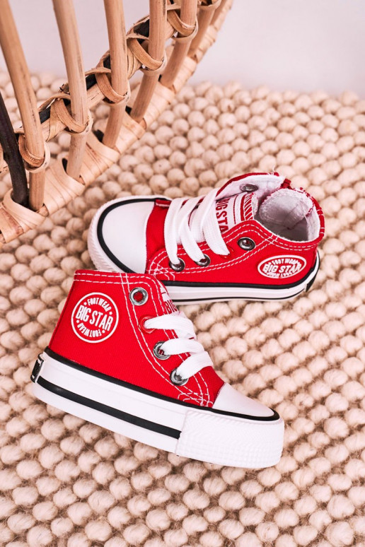 Children's High Sneakers With A Zipper BIG STAR HH374190 Red