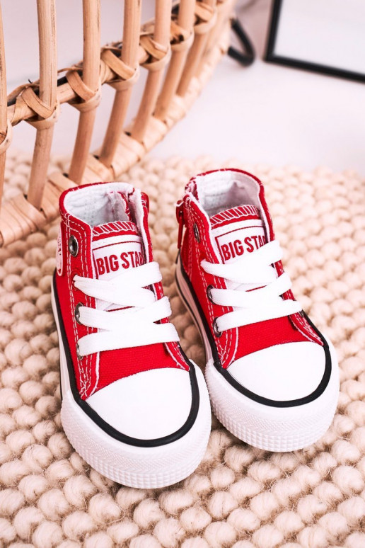 Children's High Sneakers With A Zipper BIG STAR HH374190 Red