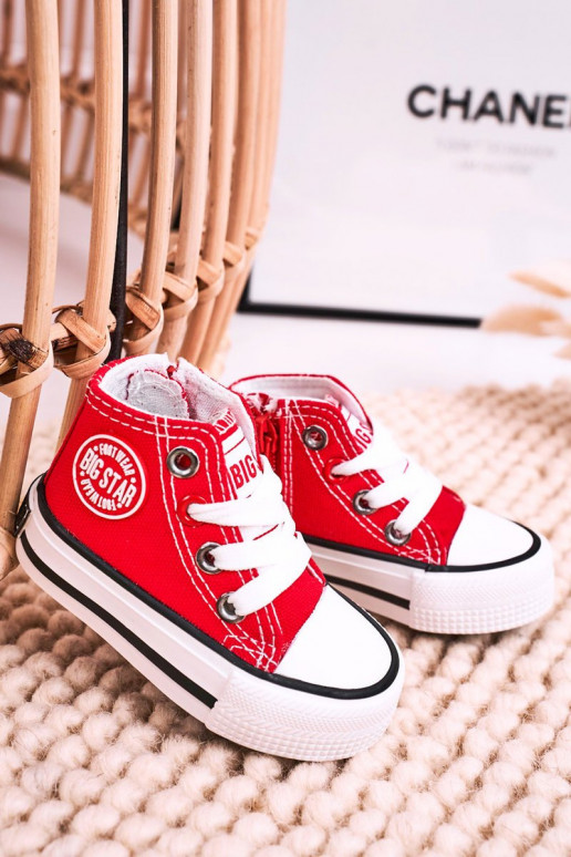 Children's High Sneakers With A Zipper BIG STAR HH374190 Red
