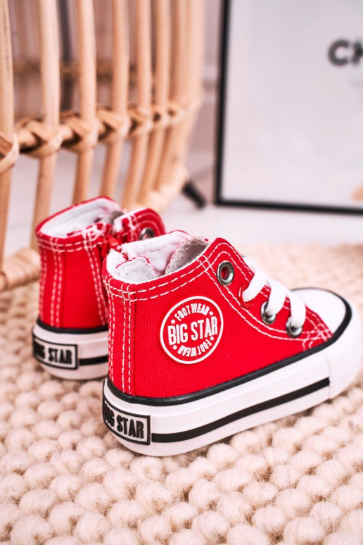 Children's High Sneakers With A Zipper BIG STAR HH374190 Red