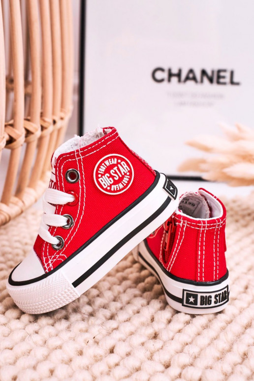 Children's High Sneakers With A Zipper BIG STAR HH374190 Red