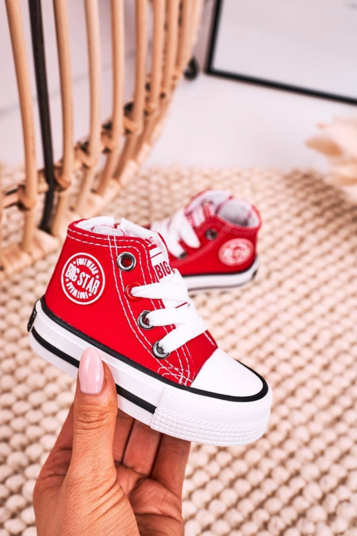 Children's High Sneakers With A Zipper BIG STAR HH374190 Red