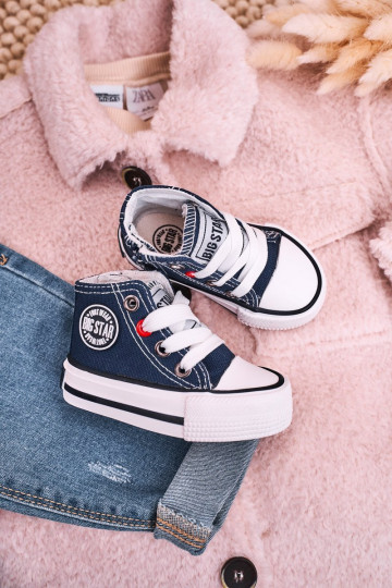 Children's High Sneakers With A Zipper BIG STAR HH374189 Navy Blue