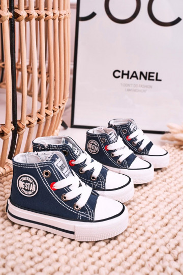 Children's High Sneakers With A Zipper BIG STAR HH374189 Navy Blue 2