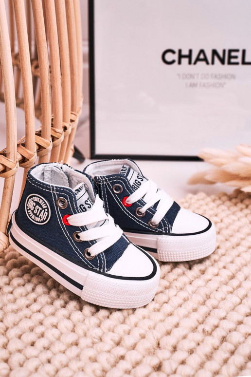 Children's High Sneakers With A Zipper BIG STAR HH374189 Navy Blue Children's High Sneakers With A Zipper BIG STAR HH374189 Navy Blue