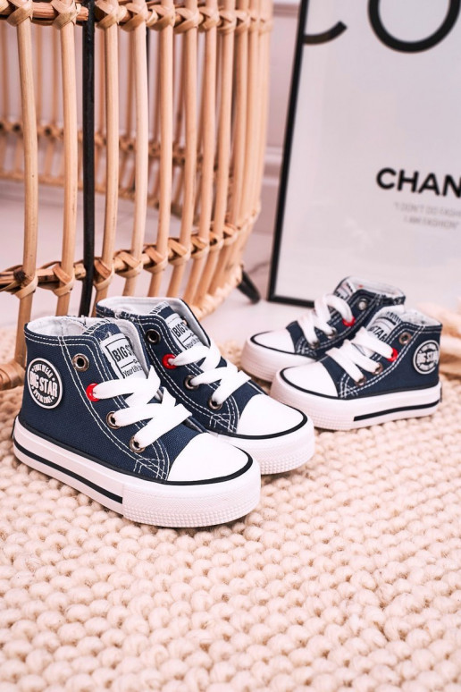 Children's High Sneakers With A Zipper BIG STAR HH374189 Navy Blue Children's High Sneakers With A Zipper BIG STAR HH374189 Navy Blue