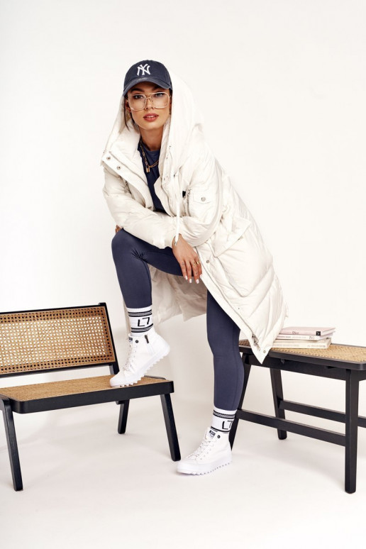 Women's High Sneakers On A Chunky Sole BIG STAR FF274241 White Women's High Sneakers On A Chunky Sole BIG STAR FF274241 White