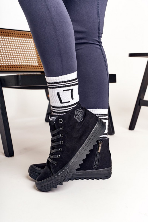 Women's High Sneakers On A Chunky Sole BIG STAR FF274244 Black Women's High Sneakers On A Chunky Sole BIG STAR FF274244 Black