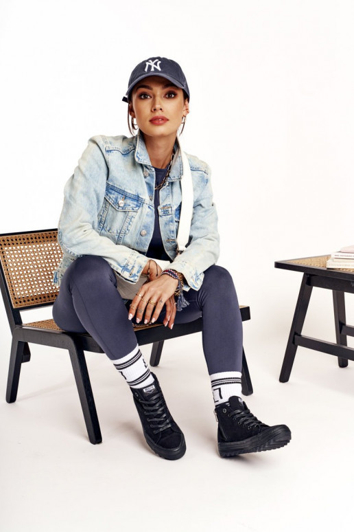 Women's High Sneakers On A Chunky Sole BIG STAR FF274244 Black Women's High Sneakers On A Chunky Sole BIG STAR FF274244 Black