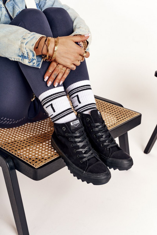 Women's High Sneakers On A Chunky Sole BIG STAR FF274244 Black Women's High Sneakers On A Chunky Sole BIG STAR FF274244 Black