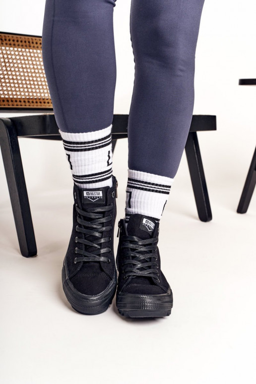 Women's High Sneakers On A Chunky Sole BIG STAR FF274244 Black Women's High Sneakers On A Chunky Sole BIG STAR FF274244 Black