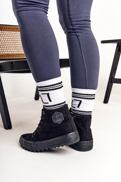 Women's High Sneakers On A Chunky Sole BIG STAR FF274244 Black Women's High Sneakers On A Chunky Sole BIG STAR FF274244 Black