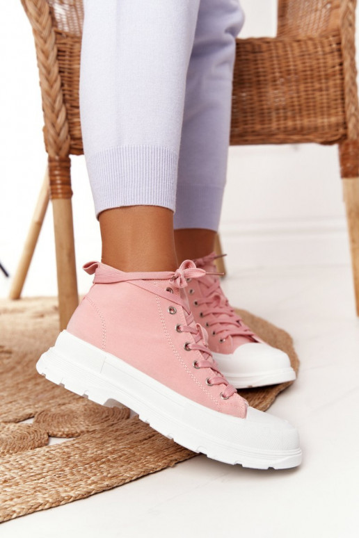 Women's High Sneakers On A Chunky Sole Pink Trissy