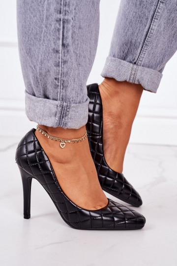 Elegant Quilted Heels Black Rosanna 2