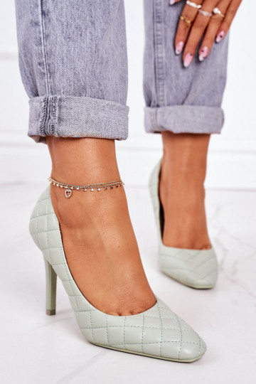 Elegant Quilted Heels Green Rosanna 2