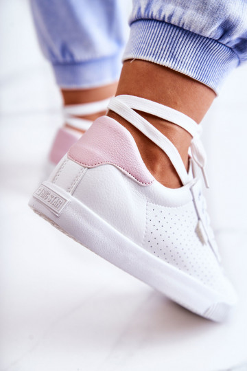Women's Leather Sneakers BIG STAR HH274073 White-Pink 2