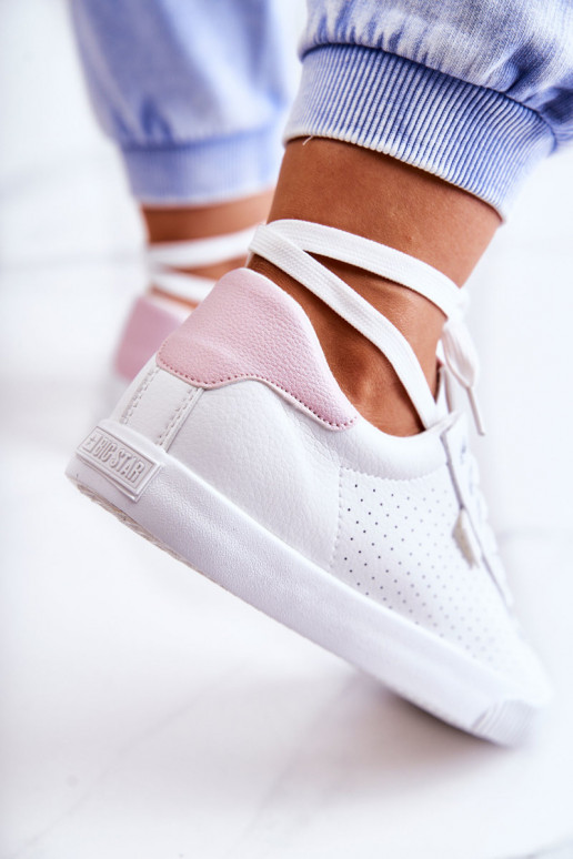 Women's Leather Sneakers BIG STAR HH274073 White-Pink Women's Leather Sneakers BIG STAR HH274073 White-Pink