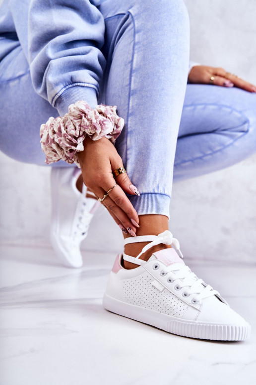 Women's Leather Sneakers BIG STAR HH274073 White-Pink Women's Leather Sneakers BIG STAR HH274073 White-Pink