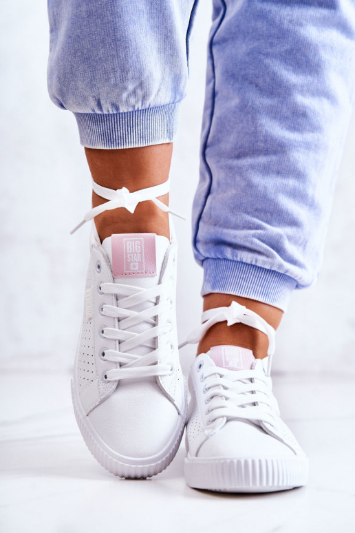 Women's Leather Sneakers BIG STAR HH274073 White-Pink Women's Leather Sneakers BIG STAR HH274073 White-Pink