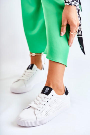 Women's Leather Sneakers BIG STAR HH274071 White-Black 2