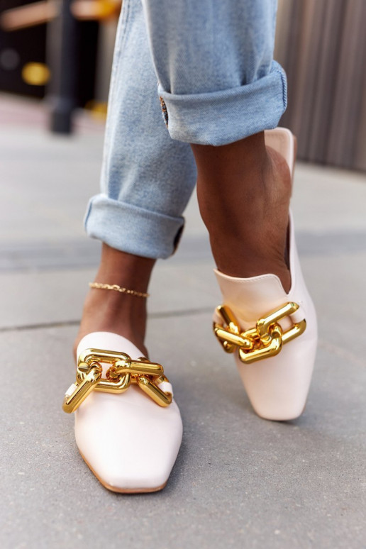 Women's Slippers With Chain Beige Call On Me Women's Slippers With Chain Beige Call On Me