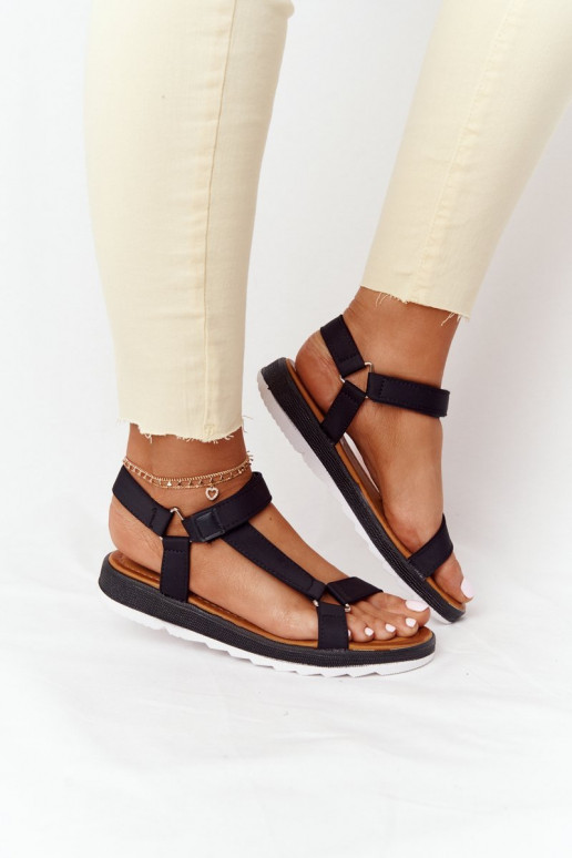 Women's Sandals On A Rubber Sole Black Stranger