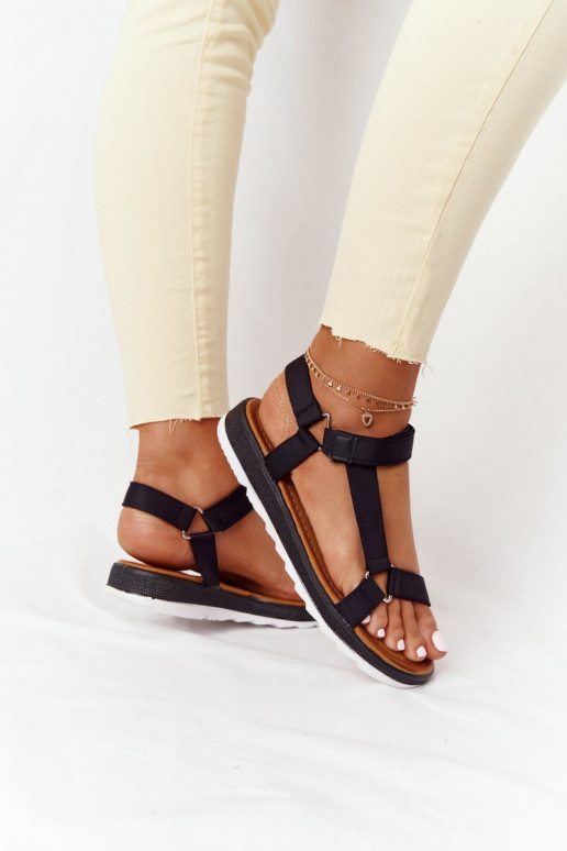 Women's Sandals On A Rubber Sole Black Stranger