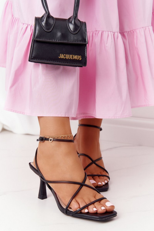 High Heel Sandals With Square Toe S.Barski C420-11 Black High Heel Sandals With Square Toe S.Barski C420-11 Black