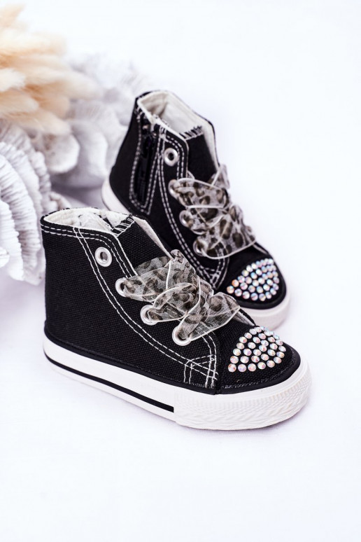 Children's Sneakers With Cubic Zirconia Black Smile Children's Sneakers With Cubic Zirconia Black Smile