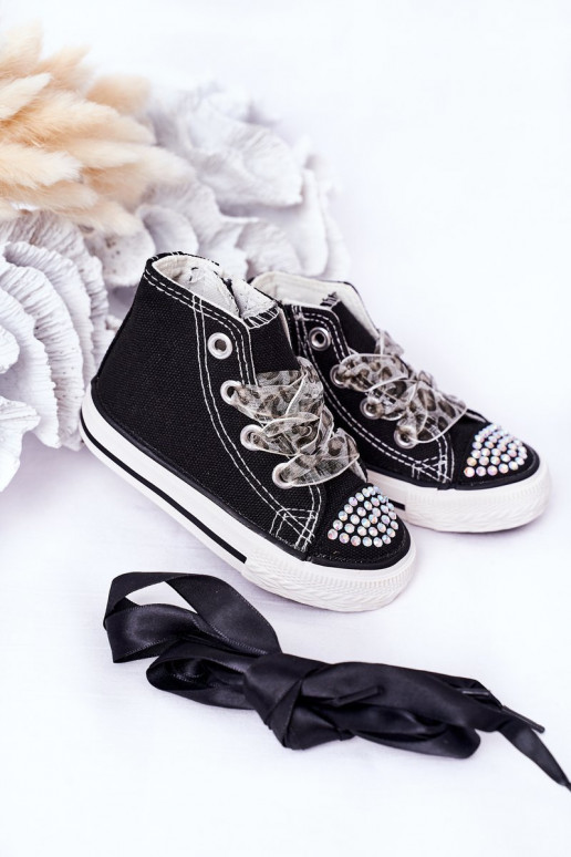 Children's Sneakers With Cubic Zirconia Black Smile Children's Sneakers With Cubic Zirconia Black Smile