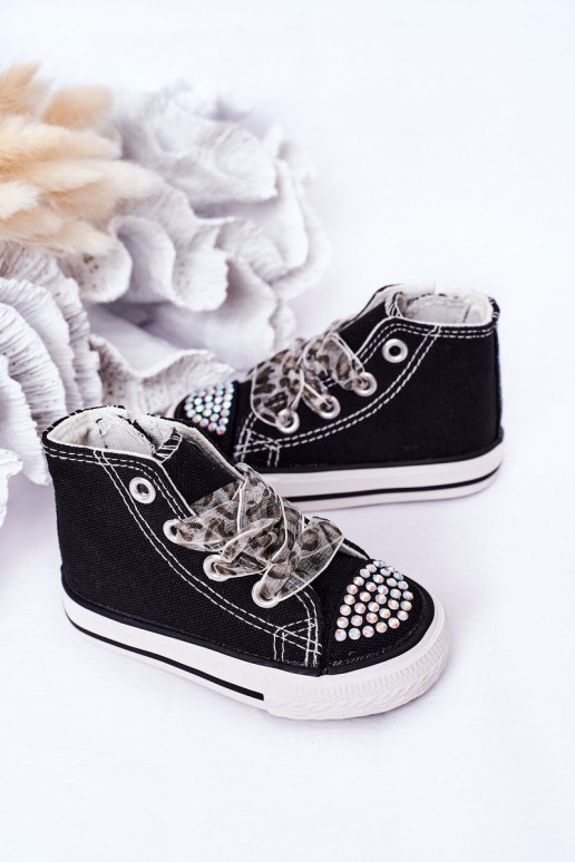 Children's Sneakers With Cubic Zirconia Black Smile Children's Sneakers With Cubic Zirconia Black Smile