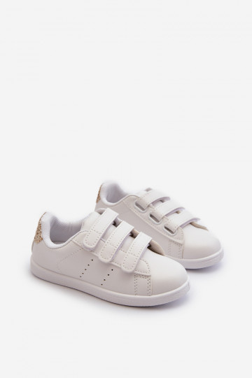Children's Sneakers With Velcro White-Rose Gold Cute Girl 2