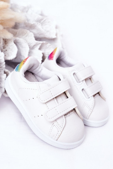 Children's Sneakers With Velcro White-Rainbow Cute Girl 2