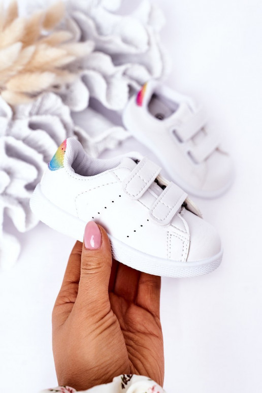 Children's Sneakers With Velcro White-Rainbow Cute Girl