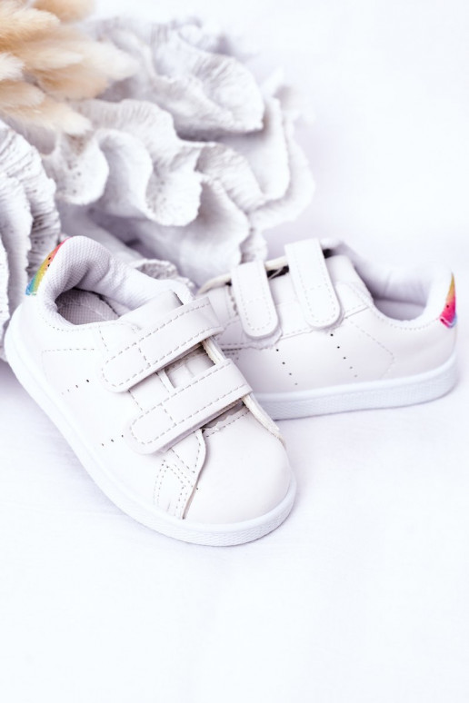 Children's Sneakers With Velcro White-Rainbow Cute Girl