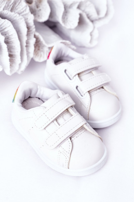 Children's Sneakers With Velcro White-Rainbow Cute Girl